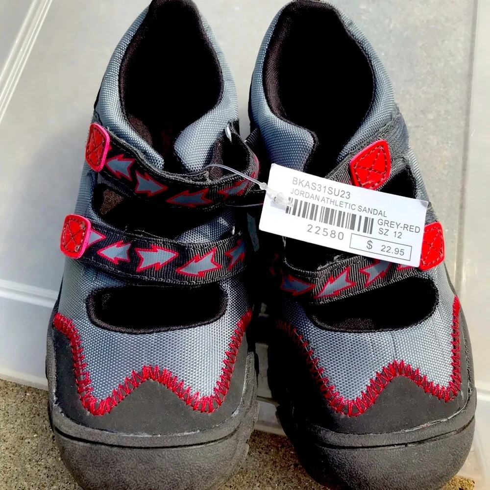 New with tags Naartjie 12 Jordan athletic water sandals gray red adj straps